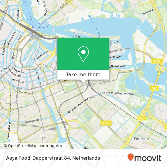 Asya Food, Dapperstraat 84 kaart