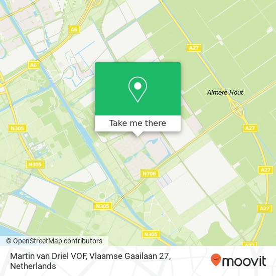 Martin van Driel VOF, Vlaamse Gaailaan 27 kaart
