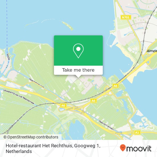 Hotel-restaurant Het Rechthuis, Googweg 1 kaart