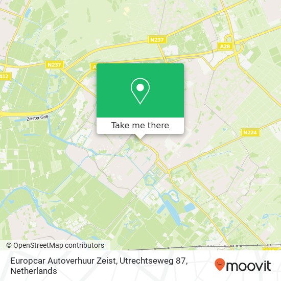 Europcar Autoverhuur Zeist, Utrechtseweg 87 kaart