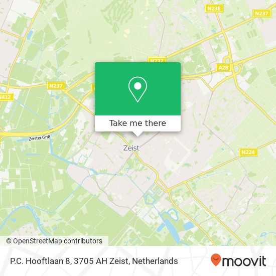 P.C. Hooftlaan 8, 3705 AH Zeist kaart