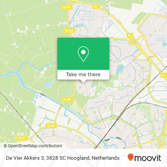 De Vier Akkers 3, 3828 SC Hoogland kaart