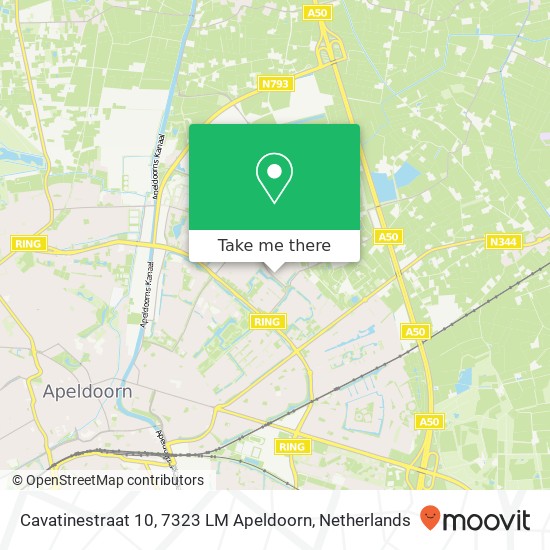 Cavatinestraat 10, 7323 LM Apeldoorn kaart