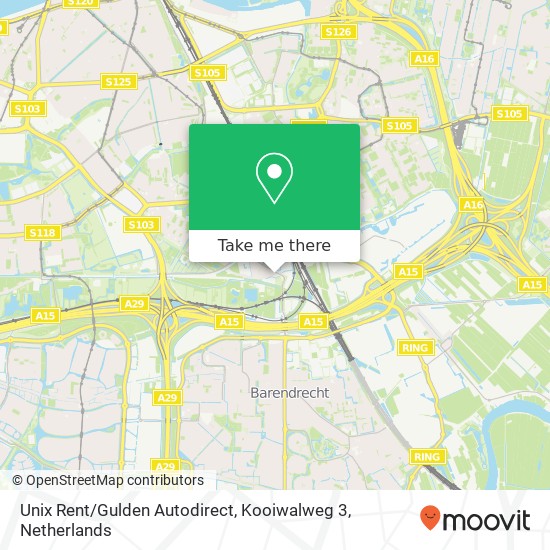 Unix Rent / Gulden Autodirect, Kooiwalweg 3 kaart