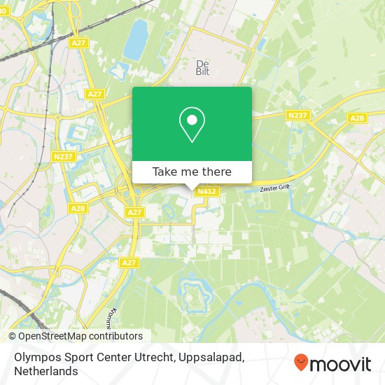 Olympos Sport Center Utrecht, Uppsalapad kaart
