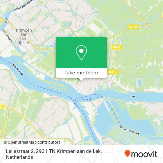 Leliestraat 2, 2931 TN Krimpen aan de Lek kaart