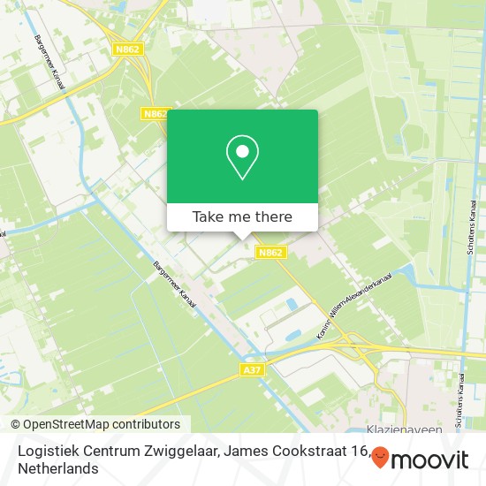 Logistiek Centrum Zwiggelaar, James Cookstraat 16 kaart