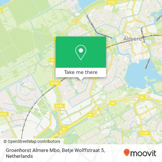 Groenhorst Almere Mbo, Betje Wolffstraat 5 kaart