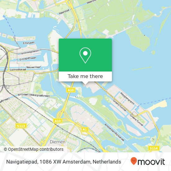 Navigatiepad, 1086 XW Amsterdam kaart