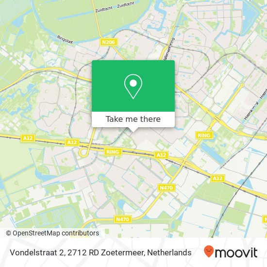 Vondelstraat 2, 2712 RD Zoetermeer kaart