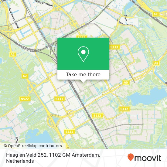 Haag en Veld 252, 1102 GM Amsterdam kaart