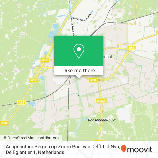 Acupunctuur Bergen op Zoom Paul van Delft Lid Nva, De Eglantier 1 kaart