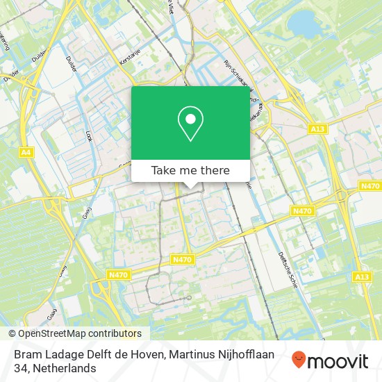 Bram Ladage Delft de Hoven, Martinus Nijhofflaan 34 kaart