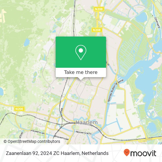 Zaanenlaan 92, 2024 ZC Haarlem kaart
