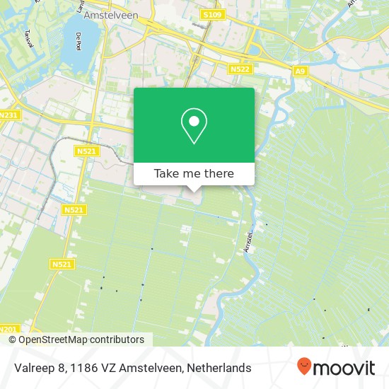 Valreep 8, 1186 VZ Amstelveen kaart
