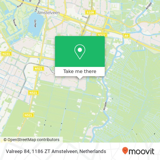 Valreep 84, 1186 ZT Amstelveen kaart