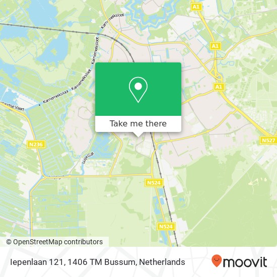 Iepenlaan 121, 1406 TM Bussum kaart