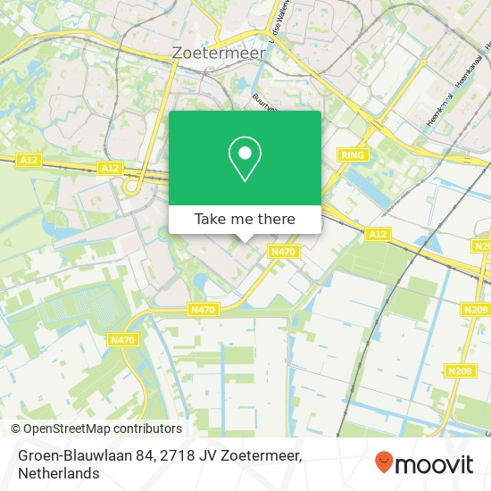 Groen-Blauwlaan 84, 2718 JV Zoetermeer kaart
