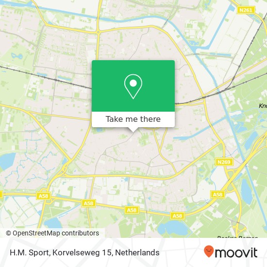 H.M. Sport, Korvelseweg 15 kaart