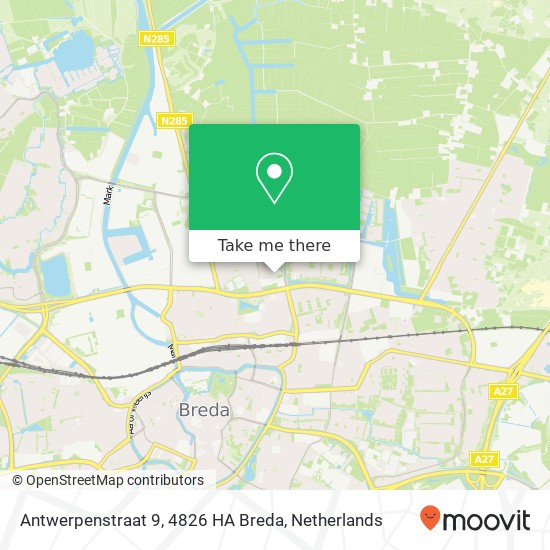 Antwerpenstraat 9, 4826 HA Breda kaart