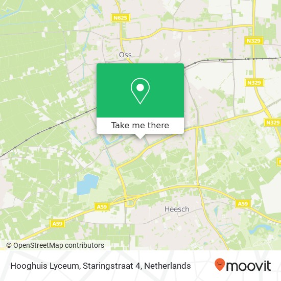 Hooghuis Lyceum, Staringstraat 4 kaart