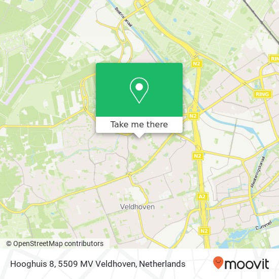 Hooghuis 8, 5509 MV Veldhoven kaart