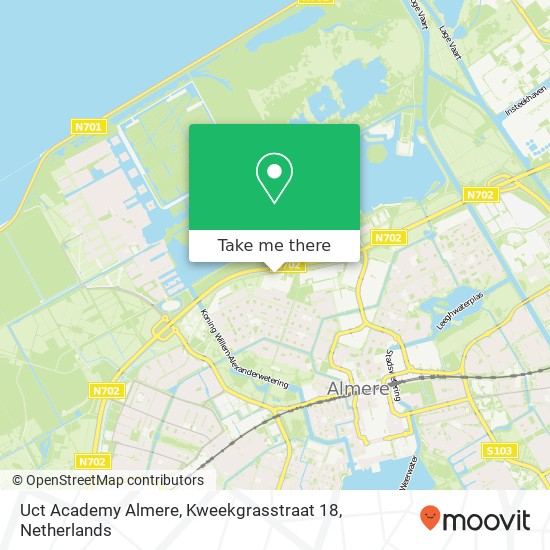 Uct Academy Almere, Kweekgrasstraat 18 kaart