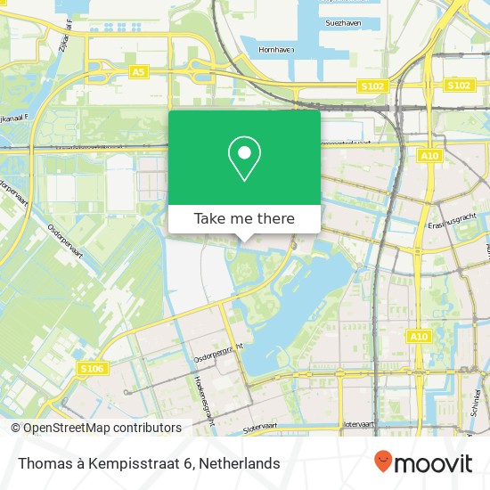 Thomas à Kempisstraat 6, 1064 LV Amsterdam kaart