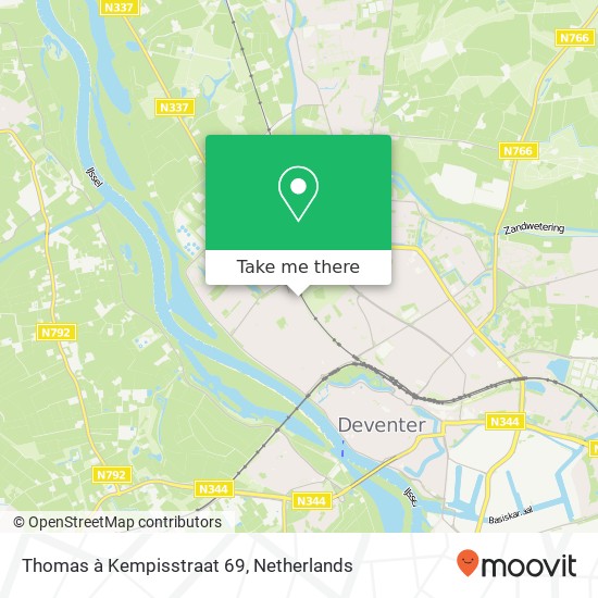 Thomas à Kempisstraat 69, 7412 EL Deventer kaart