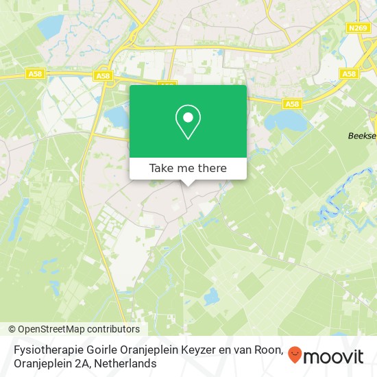 Fysiotherapie Goirle Oranjeplein Keyzer en van Roon, Oranjeplein 2A kaart