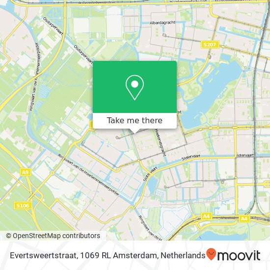 Evertsweertstraat, 1069 RL Amsterdam kaart