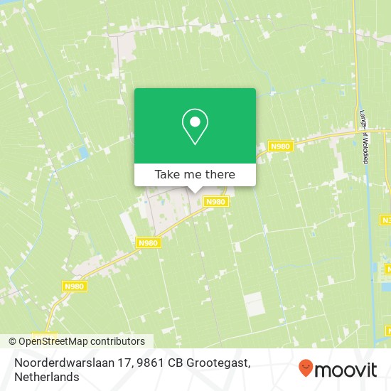 Noorderdwarslaan 17, 9861 CB Grootegast kaart