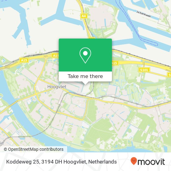 Koddeweg 25, 3194 DH Hoogvliet kaart