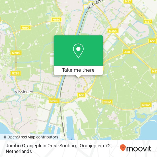 Jumbo Oranjeplein Oost-Souburg, Oranjeplein 72 kaart
