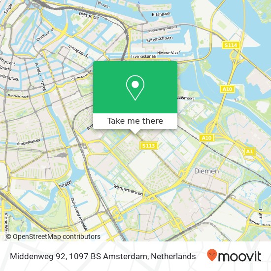 Middenweg 92, 1097 BS Amsterdam kaart