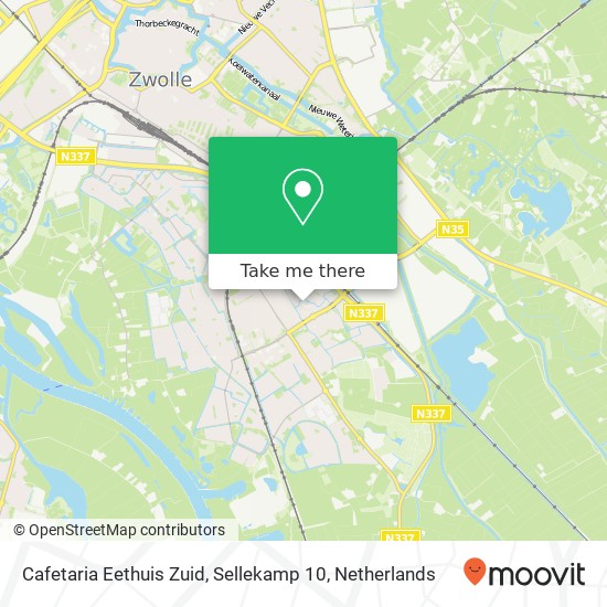 Cafetaria Eethuis Zuid, Sellekamp 10 kaart