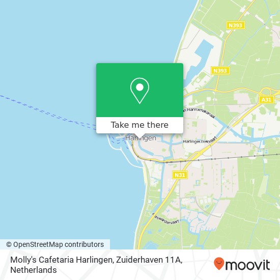 Molly's Cafetaria Harlingen, Zuiderhaven 11A kaart