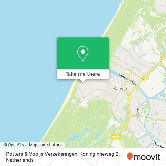 Potters & Vooijs Verzekeringen, Koninginneweg 2 kaart