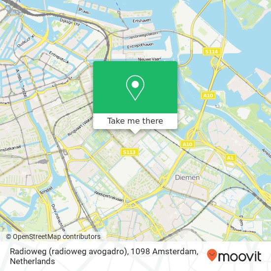 Radioweg (radioweg avogadro), 1098 Amsterdam kaart