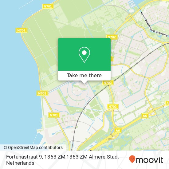 Fortunastraat 9, 1363 ZM,1363 ZM Almere-Stad kaart