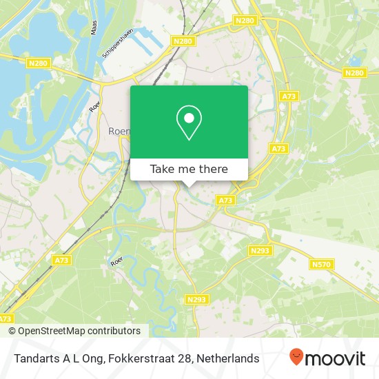 Tandarts A L Ong, Fokkerstraat 28 kaart