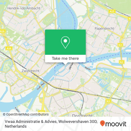 Vwaa Administratie & Advies, Wolwevershaven 30D kaart