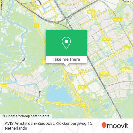 AVIS Amsterdam-Zuidoost, Klokkenbergweg 15 kaart