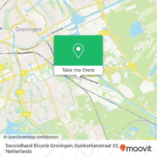 Secondhand Bicycle Groningen, Duinkerkenstraat 32 kaart