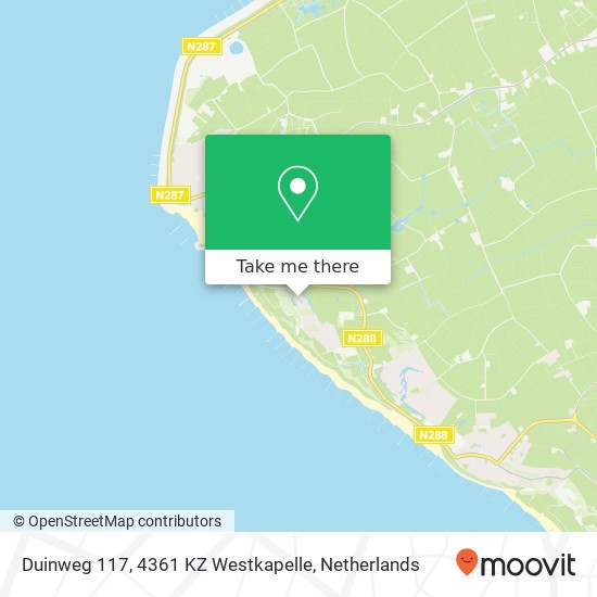 Duinweg 117, 4361 KZ Westkapelle kaart