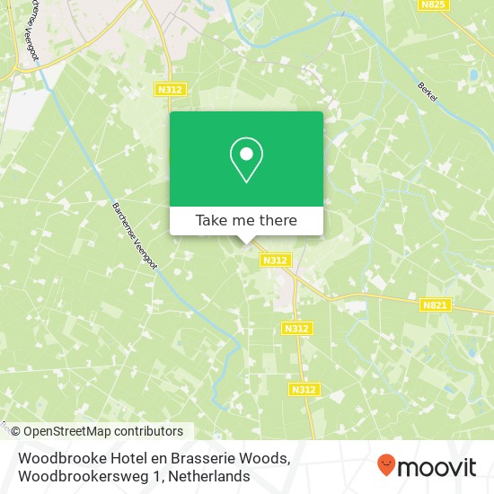 Woodbrooke Hotel en Brasserie Woods, Woodbrookersweg 1 kaart