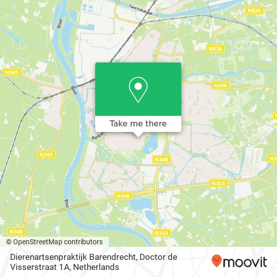 Dierenartsenpraktijk Barendrecht, Doctor de Visserstraat 1A kaart