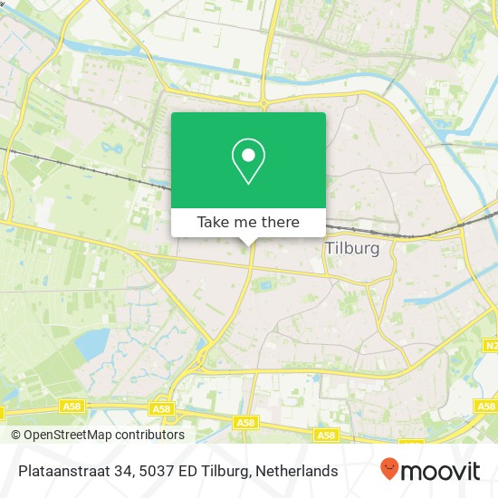 Plataanstraat 34, 5037 ED Tilburg kaart