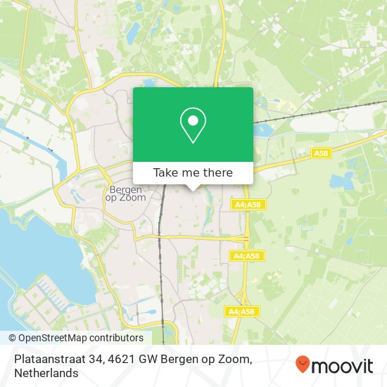 Plataanstraat 34, 4621 GW Bergen op Zoom kaart