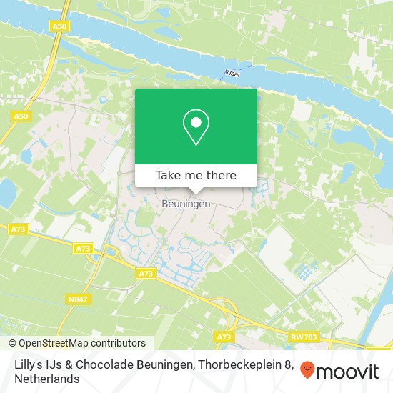 Lilly's IJs & Chocolade Beuningen, Thorbeckeplein 8 kaart